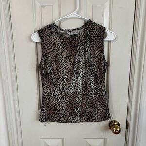 vintage leopard print top shiny